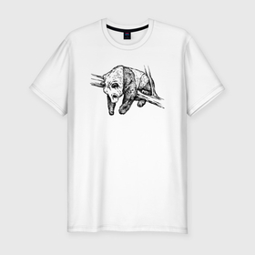 Мужская футболка хлопок Slim с принтом Панда висит на ветках в Новосибирске, 92% хлопок, 8% лайкра | приталенный силуэт, круглый вырез ворота, длина до линии бедра, короткий рукав | Тематика изображения на принте: 