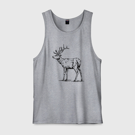 Мужская майка хлопок с принтом Олень сзади в Ухте, 100% хлопок |  | Тематика изображения на принте: 