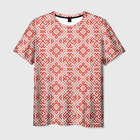 Мужская футболка 3D с принтом Сварожич   славянский орнамент в Тюмени, 100% полиэфир | прямой крой, круглый вырез горловины, длина до линии бедер | 