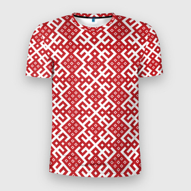 Мужская футболка 3D Slim с принтом Макошь   славянские обережные узоры в Белгороде, 100% полиэстер с улучшенными характеристиками | приталенный силуэт, круглая горловина, широкие плечи, сужается к линии бедра | 