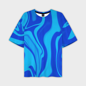 Мужская футболка oversize 3D с принтом Абстракция разлитые краски сине голубой в Новосибирске,  |  | Тематика изображения на принте: 