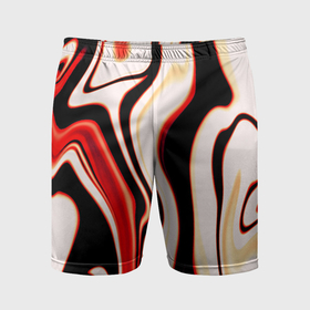 Мужские шорты спортивные с принтом Абстракция разлитые краски бежевый красный и чёрный в Курске,  |  | Тематика изображения на принте: 