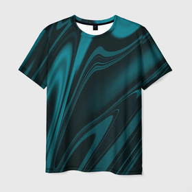 Мужская футболка 3D с принтом Бирюзовая плазма абстракиця в Санкт-Петербурге, 100% полиэфир | прямой крой, круглый вырез горловины, длина до линии бедер | Тематика изображения на принте: 