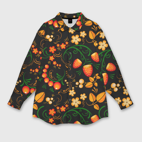 Мужская рубашка oversize 3D с принтом Хохлома   цветы и ягоды в Тюмени,  |  | 