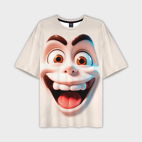 Мужская футболка oversize 3D с принтом Сумасшедшее лицо мультяшки в Кировске,  |  | 