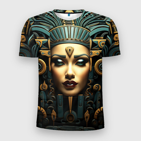 Мужская футболка 3D Slim с принтом Египетские царицы в Новосибирске, 100% полиэстер с улучшенными характеристиками | приталенный силуэт, круглая горловина, широкие плечи, сужается к линии бедра | 