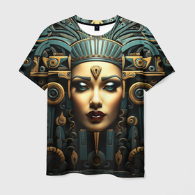 Мужская футболка 3D с принтом Египетские царицы , 100% полиэфир | прямой крой, круглый вырез горловины, длина до линии бедер | 