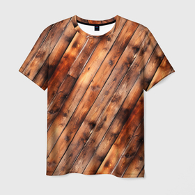 Мужская футболка 3D с принтом Деревянная обшивка в Санкт-Петербурге, 100% полиэфир | прямой крой, круглый вырез горловины, длина до линии бедер | 