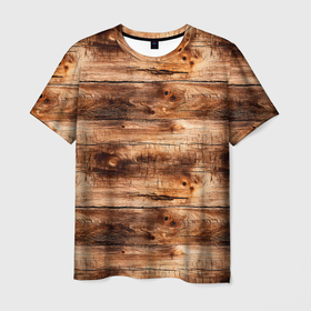Мужская футболка 3D с принтом Старая деревянная обшивка в Санкт-Петербурге, 100% полиэфир | прямой крой, круглый вырез горловины, длина до линии бедер | Тематика изображения на принте: 