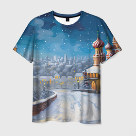 Мужская футболка 3D с принтом Москва  новый год в Екатеринбурге, 100% полиэфир | прямой крой, круглый вырез горловины, длина до линии бедер | 