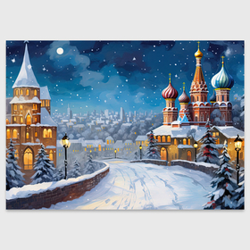 Поздравительная открытка с принтом Москва  новый год в Санкт-Петербурге, 100% бумага | плотность бумаги 280 г/м2, матовая, на обратной стороне линовка и место для марки
 | 