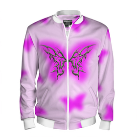 Мужской бомбер 3D с принтом Y2K purple butterfly , 100% полиэстер | застегивается на молнию, по бокам два кармана без застежек, по низу бомбера и на воротнике - эластичная резинка | Тематика изображения на принте: 