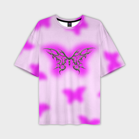 Мужская футболка oversize 3D с принтом Y2K purple butterfly ,  |  | Тематика изображения на принте: 