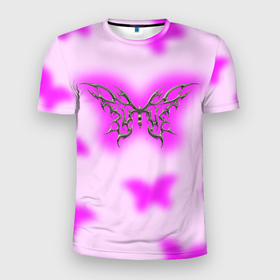 Мужская футболка 3D Slim с принтом Y2K purple butterfly , 100% полиэстер с улучшенными характеристиками | приталенный силуэт, круглая горловина, широкие плечи, сужается к линии бедра | Тематика изображения на принте: 