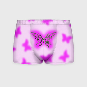 Мужские трусы 3D с принтом Y2K purple butterfly , 50% хлопок, 50% полиэстер | классическая посадка, на поясе мягкая тканевая резинка | Тематика изображения на принте: 
