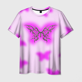 Мужская футболка 3D с принтом Y2K purple butterfly , 100% полиэфир | прямой крой, круглый вырез горловины, длина до линии бедер | Тематика изображения на принте: 