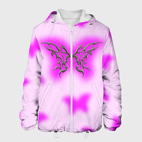 Мужская куртка 3D с принтом Y2K purple butterfly , ткань верха — 100% полиэстер, подклад — флис | прямой крой, подол и капюшон оформлены резинкой с фиксаторами, два кармана без застежек по бокам, один большой потайной карман на груди. Карман на груди застегивается на липучку | Тематика изображения на принте: 