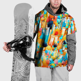 Накидка на куртку 3D с принтом Кисти художника в Кировске, 100% полиэстер |  | 