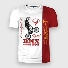Мужская футболка 3D Slim с принтом BMX urban style в Екатеринбурге, 100% полиэстер с улучшенными характеристиками | приталенный силуэт, круглая горловина, широкие плечи, сужается к линии бедра | 