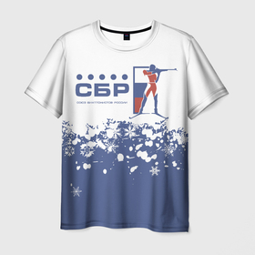 Мужская футболка 3D с принтом СБР   Союз Биатлонистов России в Кировске, 100% полиэфир | прямой крой, круглый вырез горловины, длина до линии бедер | 