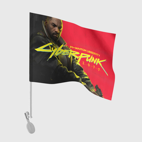 Флаг для автомобиля с принтом Cyberpunk 2077  Phantom Liberty: Solomon Reed в Екатеринбурге, 100% полиэстер | Размер: 30*21 см | 