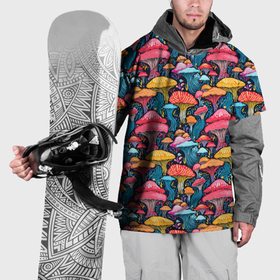 Накидка на куртку 3D с принтом Разноцветные грибы причудливый паттерн , 100% полиэстер |  | 