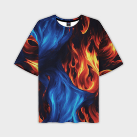 Мужская футболка oversize 3D с принтом Огонь и вода как две стихии в Белгороде,  |  | 