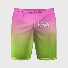 Мужские шорты спортивные с принтом Барби: градиент розовый и ярко зеленый в Петрозаводске,  |  | 