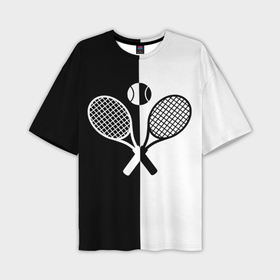 Мужская футболка oversize 3D с принтом Теннис   чёрно белое в Тюмени,  |  | 