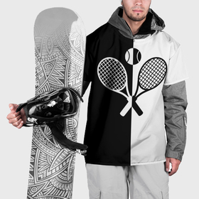 Накидка на куртку 3D с принтом Теннис   чёрно белое , 100% полиэстер |  | Тематика изображения на принте: 