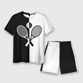 Мужской костюм с шортами 3D с принтом Теннис   чёрно белое в Тюмени,  |  | 