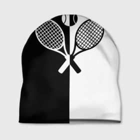 Шапка 3D с принтом Теннис   чёрно белое в Кировске, 100% полиэстер | универсальный размер, печать по всей поверхности изделия | 