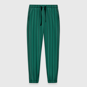 Мужские брюки 3D с принтом Насыщенный зелёный в полоску в Санкт-Петербурге, 100% полиэстер | манжеты по низу, эластичный пояс регулируется шнурком, по бокам два кармана без застежек, внутренняя часть кармана из мелкой сетки | 