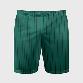 Мужские шорты спортивные с принтом Насыщенный зелёный в полоску ,  |  | 