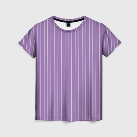 Женская футболка 3D с принтом Приглушённый сиреневый в полоску в Кировске, 100% полиэфир ( синтетическое хлопкоподобное полотно) | прямой крой, круглый вырез горловины, длина до линии бедер | 