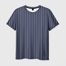 Мужская футболка 3D с принтом Приглушённый синий в полоску в Белгороде, 100% полиэфир | прямой крой, круглый вырез горловины, длина до линии бедер | Тематика изображения на принте: 