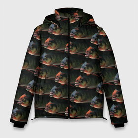 Мужская зимняя куртка 3D с принтом Зубастые рыбы в Петрозаводске, верх — 100% полиэстер; подкладка — 100% полиэстер; утеплитель — 100% полиэстер | длина ниже бедра, свободный силуэт Оверсайз. Есть воротник-стойка, отстегивающийся капюшон и ветрозащитная планка. 

Боковые карманы с листочкой на кнопках и внутренний карман на молнии. | 