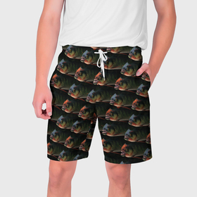 Мужские шорты 3D с принтом Зубастые рыбы в Екатеринбурге,  полиэстер 100% | прямой крой, два кармана без застежек по бокам. Мягкая трикотажная резинка на поясе, внутри которой широкие завязки. Длина чуть выше колен | 