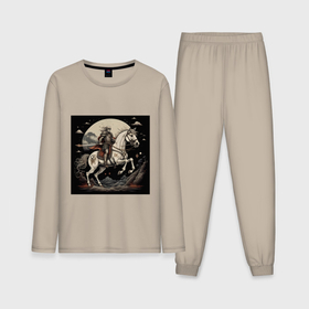 Мужская пижама с лонгсливом хлопок с принтом Рыцарь на коне под луной в Белгороде,  |  | 
