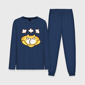 Мужская пижама с лонгсливом хлопок с принтом Жёлтый котик недоволен в Кировске,  |  | Тематика изображения на принте: 