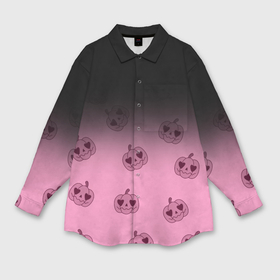 Мужская рубашка oversize 3D с принтом Черно розовый градиент и хэллоуинские тыквы паттерн в Курске,  |  | 