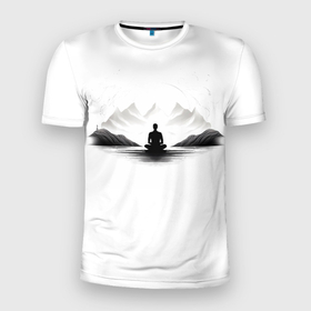 Мужская футболка 3D Slim с принтом Умиротворение в Петрозаводске, 100% полиэстер с улучшенными характеристиками | приталенный силуэт, круглая горловина, широкие плечи, сужается к линии бедра | 