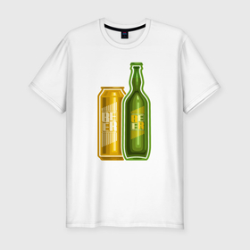 Мужская футболка хлопок Slim с принтом Double beer в Петрозаводске, 92% хлопок, 8% лайкра | приталенный силуэт, круглый вырез ворота, длина до линии бедра, короткий рукав | 