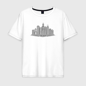Мужская футболка хлопок Oversize с принтом USA Chicago в Курске, 100% хлопок | свободный крой, круглый ворот, “спинка” длиннее передней части | 