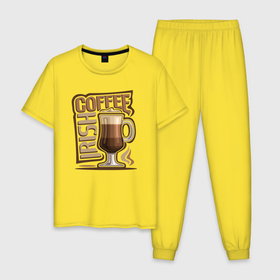 Мужская пижама хлопок с принтом Ирландский кофе в Кировске, 100% хлопок | брюки и футболка прямого кроя, без карманов, на брюках мягкая резинка на поясе и по низу штанин
 | 
