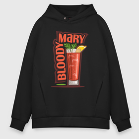 Мужское худи Oversize хлопок с принтом Bloody mary в Тюмени, френч-терри — 70% хлопок, 30% полиэстер. Мягкий теплый начес внутри —100% хлопок | боковые карманы, эластичные манжеты и нижняя кромка, капюшон на магнитной кнопке | 