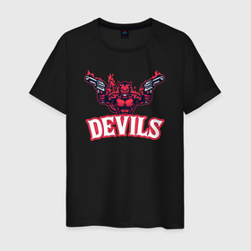 Мужская футболка хлопок с принтом Devils team , 100% хлопок | прямой крой, круглый вырез горловины, длина до линии бедер, слегка спущенное плечо. | 