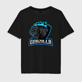 Мужская футболка хлопок Oversize с принтом Godzilla rawr в Курске, 100% хлопок | свободный крой, круглый ворот, “спинка” длиннее передней части | Тематика изображения на принте: 