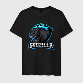Мужская футболка хлопок с принтом Godzilla rawr в Екатеринбурге, 100% хлопок | прямой крой, круглый вырез горловины, длина до линии бедер, слегка спущенное плечо. | Тематика изображения на принте: 