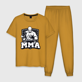 Мужская пижама хлопок с принтом Mixed martial arts в Белгороде, 100% хлопок | брюки и футболка прямого кроя, без карманов, на брюках мягкая резинка на поясе и по низу штанин
 | 